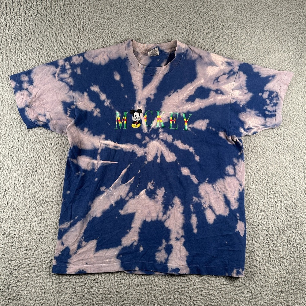 Vtg 90s Mickey & Co Mickey Mouse Tie Dye T-Shirt One Size‎ Rare Single Stitch
